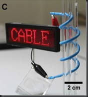 LG's cable type battery powering a LED display