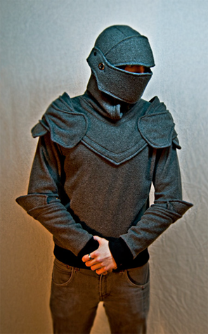 Grey Knight Armored Hoodie with Armored facemask down