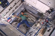 Boomerang thrown in zero gravity environment