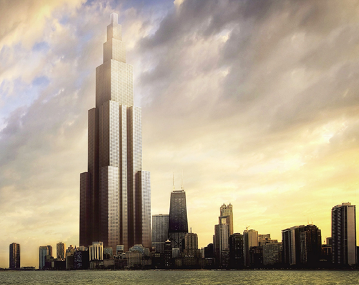 Conceptual drawing of Sky City building - world's tallest