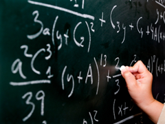Mathematics (math) on a chalkboard