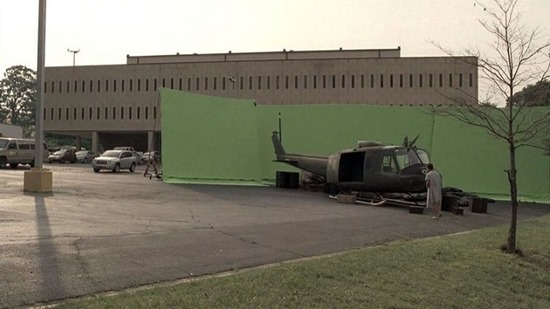 A scene of destruction was nothing more than an empty parking lot