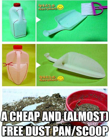 Cheap dust pan/scoop solution